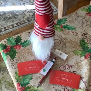 VALENTINE  Red and White Holiday Gnome Decoration w/pen too